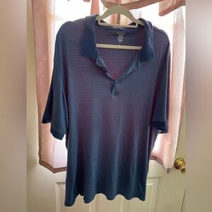 Men’s George Polo Shirt blue and White pinstripes size XXL 100% cotton.PtoP 25in